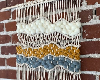 Tapiz de pared grande de macramé personalizado / Arte de macramé bohemio / Macraweave / Tapiz tejido