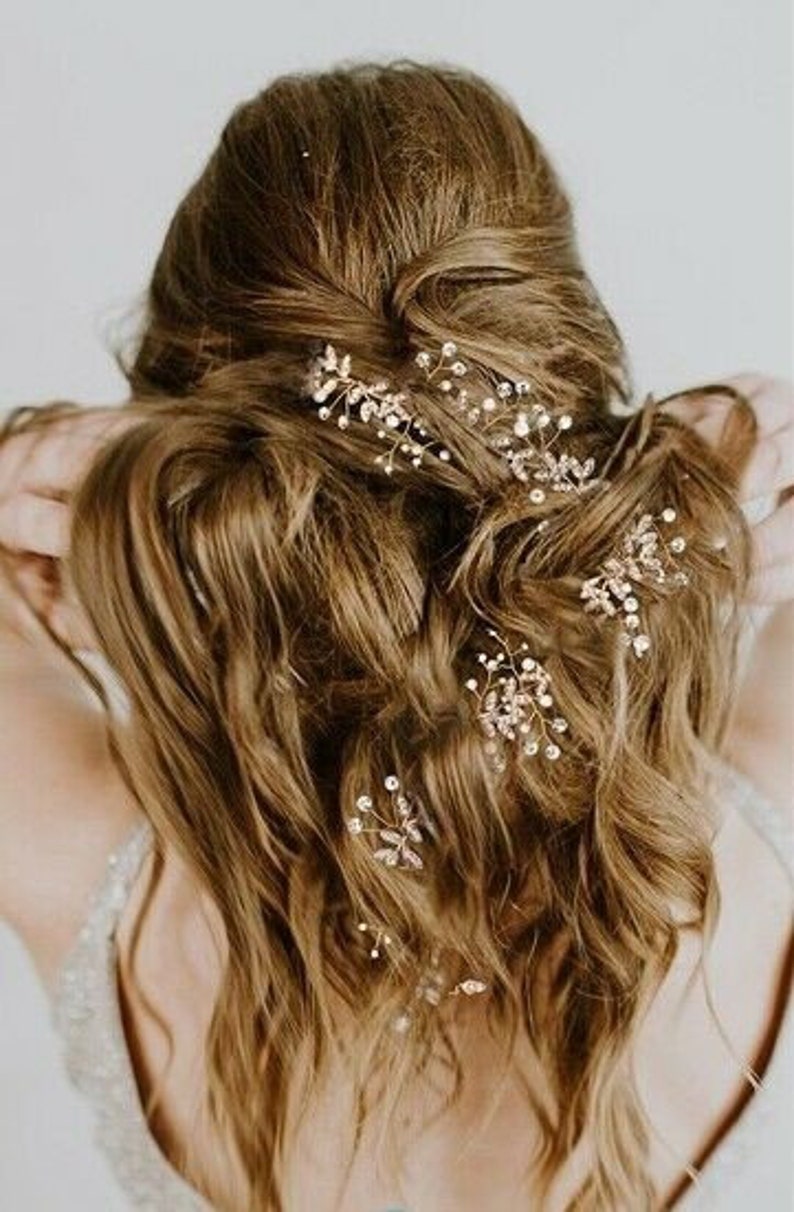 Genuine Pearl Bridal Beaded Hair Vine Crystal and Wire Etsy