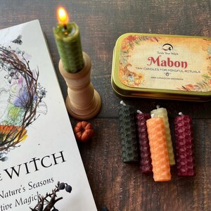 Mabon Beeswax Intention Spell Candle Set: Autumn Equinox Ritual, Wheel of the Year image 2