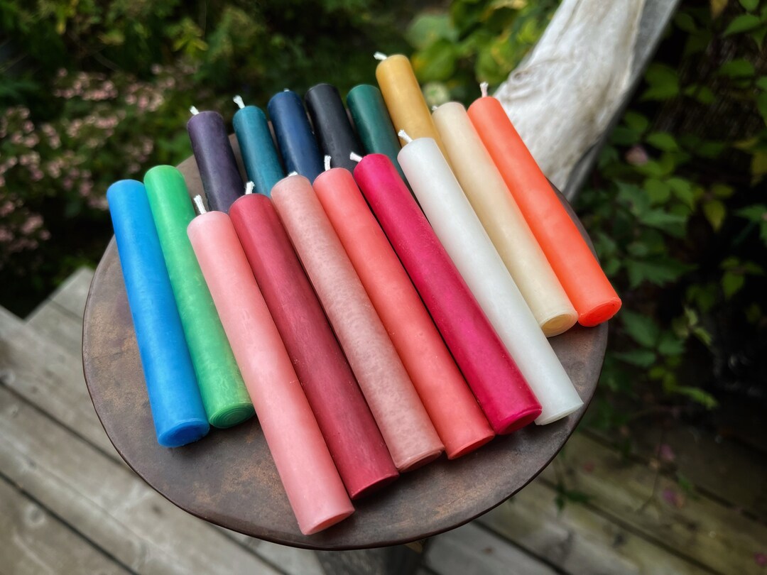 Witchs Carving Candles, Beeswax Chime Intention Candles 4 set of 3 or