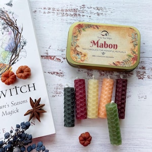 Mabon Beeswax Intention Spell Candle Set: Autumn Equinox Ritual, Wheel of the Year