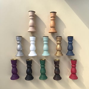 Wood chime candle holder, turned birch mini candlesticks in range of colors or unfinished for a witchy DIY / altar decor and ritual tools