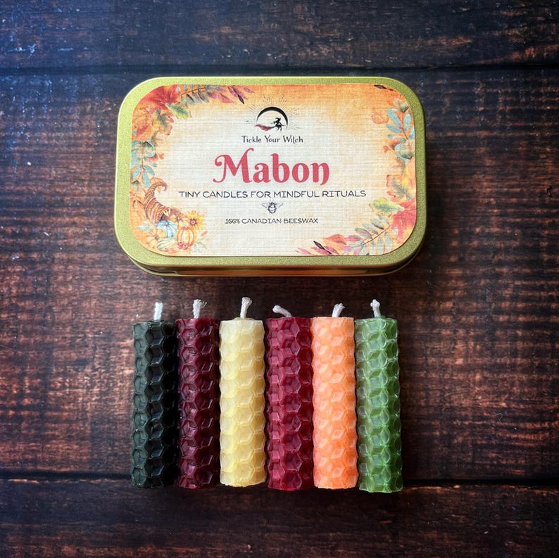 Mabon Beeswax Intention Spell Candle Set: Autumn Equinox Ritual, Wheel of the Year image 5