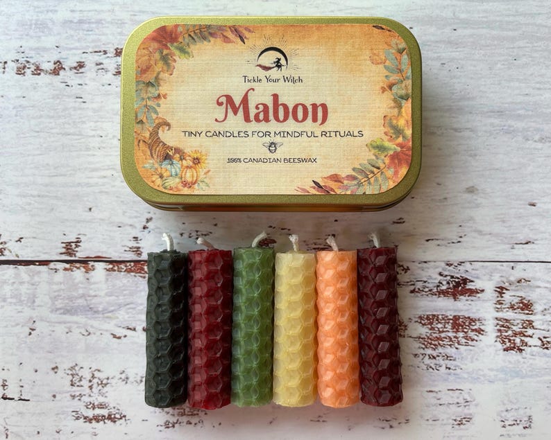 Mabon Beeswax Intention Spell Candle Set: Autumn Equinox Ritual, Wheel of the Year image 6