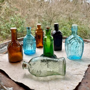 Vintage miniature glass apothecary bitters bottles, Wheaton replicas, perfect for your witchy potions
