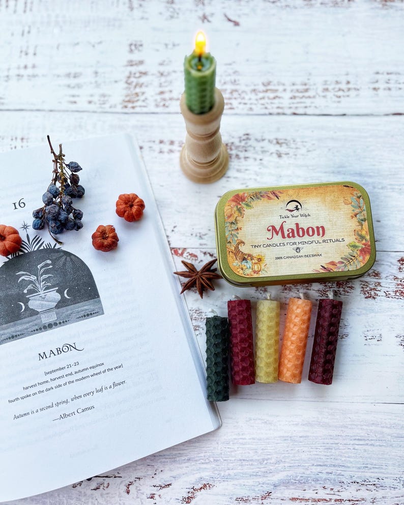 Mabon Beeswax Intention Spell Candle Set: Autumn Equinox Ritual, Wheel of the Year image 7