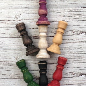 Wood chime candle holder, turned birch mini candlestick in range of colors or unfinished for a witchy DIY / altar decor and ritual tools image 3
