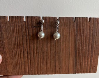 Silver Earrings, Beaded Earrings, Stud Earrings