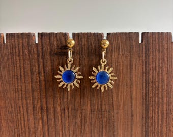 Gold Sun Earrings, Celestial Dangle Earrings, Dainty Boho Earrings, Minimalist Gold Jewelry, Summer Beach Earrings, Gift for Her