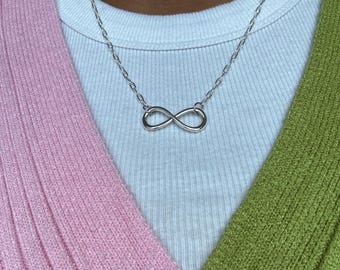 Silver Infinity Chain Necklace, Necklace with Magnetic Clasp, Hand-Assembled Necklace, Gifts for Her