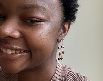 Double Pierced Earrings, Silver Chain Earrings, Gift for Her