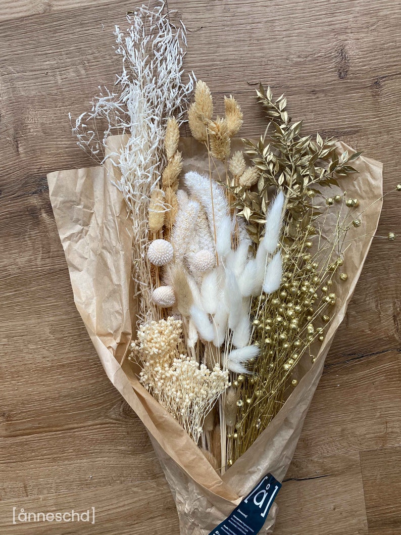 DIY Gold Trockenblumen Kranz DIY Set gold Metallring 30cm