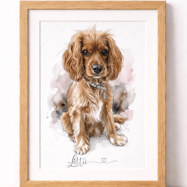 Custom Watercolour Pet Portrait – Dog or Cat Memorial Gift | Personalised Painting from Photo | Pet Loss Keepsake