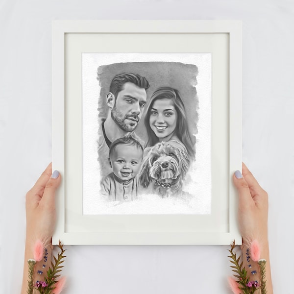 Custom Pencil Sketch style portrait design From Your Photo -  Sketch Style Art Drawing Gift