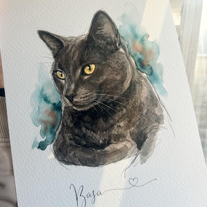 Custom Hand-drawn Cat Portrait Print | Personalised Pet Memorial Gift | Cat Loss Keepsake | Pet Art from Photo image 5