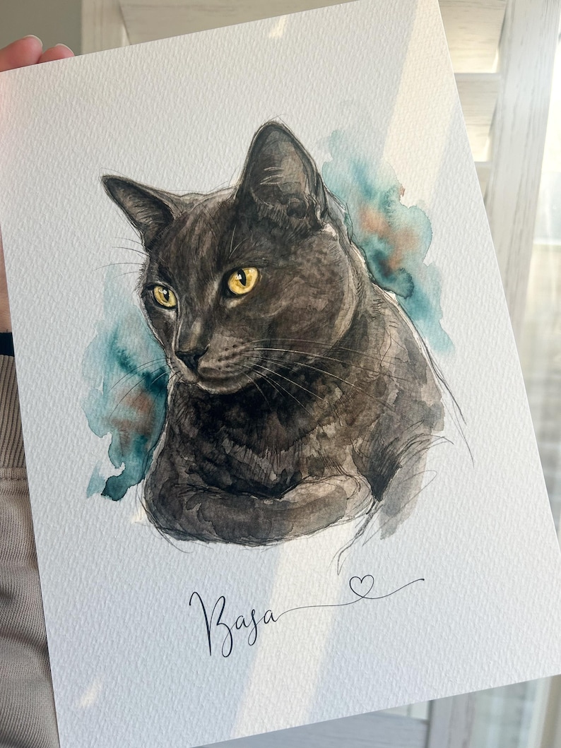 Custom Hand-drawn Cat Portrait Print | Personalised Pet Memorial Gift | Cat Loss Keepsake | Pet Art from Photo image 5
