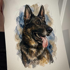 Retrato personalizado de perro: impresión artística de mascotas en acuarela dibujada a mano a partir de una foto / Regalo conmemorativo personalizado / Recuerdo imagen 6