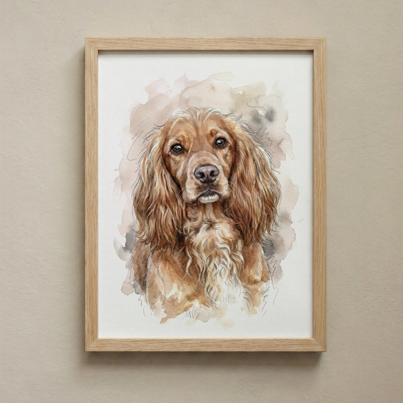 Retrato personalizado de perro: impresión artística de mascotas en acuarela dibujada a mano a partir de una foto / Regalo conmemorativo personalizado / Recuerdo imagen 2