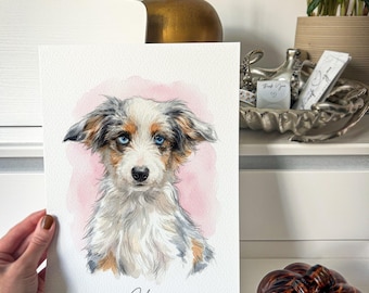 Custom Watercolour Dog Portrait – Personalised Pet Art Print