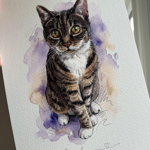 Custom Hand-drawn Cat Portrait Print | Personalised Pet Memorial Gift | Cat Loss Keepsake | Pet Art from Photo image 3