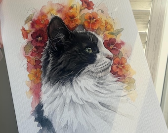 Custom Dog or Cat Portrait – Hand-Painted Watercolour Pet Art Print from Photo | Personalised Memorial Gift | Keepsake