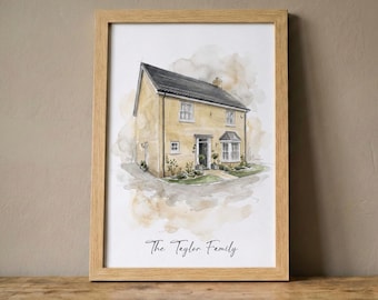 Personalised hand drawn House Portrait Print, New Home Print Gift, Housewarming Gift, House Sketch, Venue Drawing, Our First Home