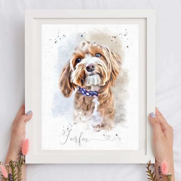 Custom watercolour pet portrait| personalised pet print| Custom Portrait| personalised| A4 print| watercolour style dog art|