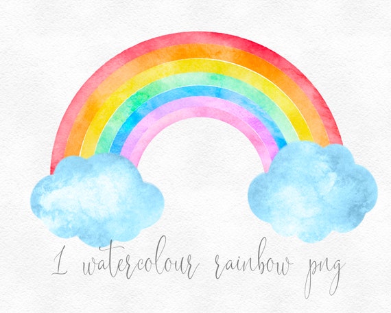 Download Watercolour Rainbow Clipart Painted Rainbow Png Etsy