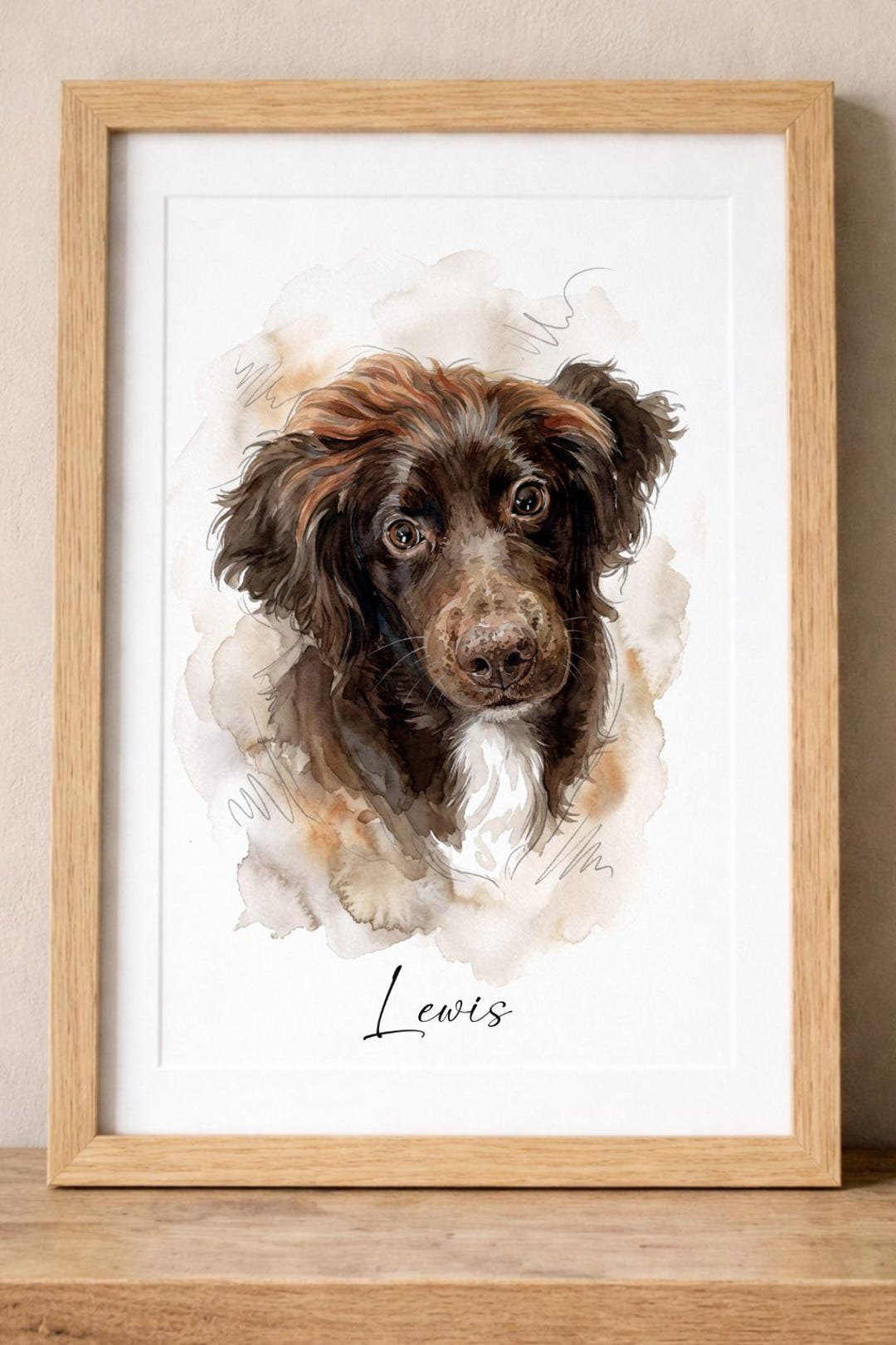 Custom Watercolour Pet Portrait Print – Dog or Cat Memorial Gift ...