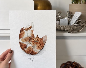 Custom Pet Portrait from Photo – Dog or Cat pencil style Print  – Personalised Pet Art Gift