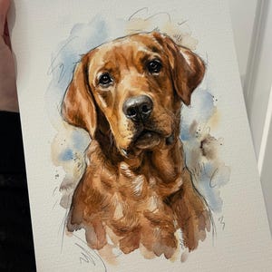 Retrato personalizado de perro: impresión artística de mascotas en acuarela dibujada a mano a partir de una foto / Regalo conmemorativo personalizado / Recuerdo imagen 7