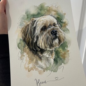 Retrato personalizado de perro: impresión artística de mascotas en acuarela dibujada a mano a partir de una foto / Regalo conmemorativo personalizado / Recuerdo imagen 8