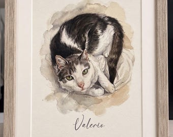 Custom Hand-drawn Cat Portrait Print | Personalised Pet Memorial Gift | Cat Loss Keepsake | Pet Art from Photo
