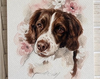 Custom Pet Portrait from Photo – Dog or Cat Watercolor Painting Print  – Personalised Pet Art Gift Print