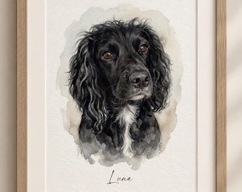 Custom Watercolour Pet Portrait – Dog or Cat Memorial Gift | Personalised Painting from Photo | Pet Loss Keepsake