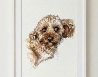 Custom Dog Portrait – Hand-Painted Watercolour Pet Art from Photo | Personalised Memorial Gift | Keepsake