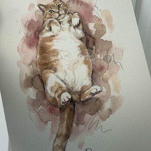 Custom Hand-drawn Cat Portrait Print | Personalised Pet Memorial Gift | Cat Loss Keepsake | Pet Art from Photo image 2
