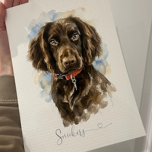 Retrato personalizado de perro: impresión artística de mascotas en acuarela dibujada a mano a partir de una foto / Regalo conmemorativo personalizado / Recuerdo imagen 3