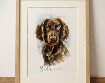 Custom Dog Portrait – Hand-Painted Watercolour Pet Art from Photo | Personalised Memorial Gift | Keepsake