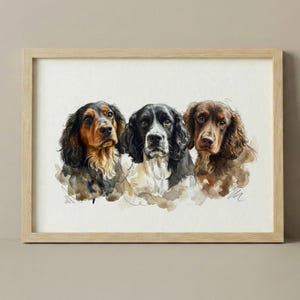 Custom Pet Portrait, Multiple Cats, Multiple Dogs Print, Painting Watercolour style, Custom Drawing Multiple Pet, unframed Christmas Art