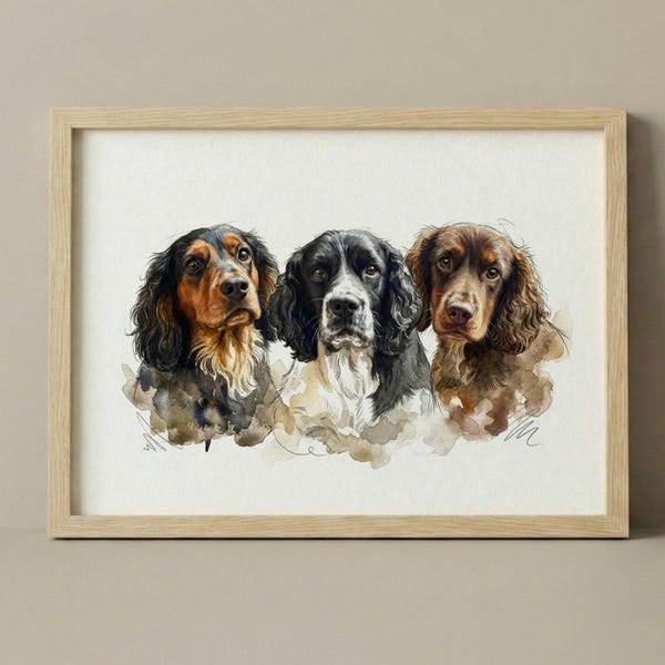 Custom Pet Portrait, Multiple Cats, Multiple Dogs Print, Painting Watercolour style, Custom Drawing Multiple Pet, unframed Christmas Art