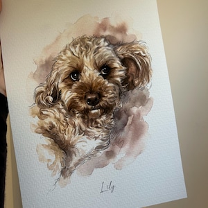 Retrato personalizado de perro: impresión artística de mascotas en acuarela dibujada a mano a partir de una foto / Regalo conmemorativo personalizado / Recuerdo imagen 5