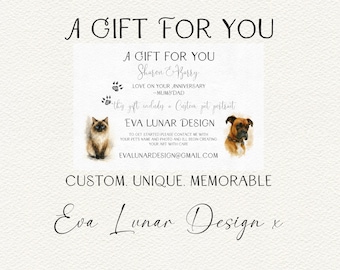 Giftable Custom Pet Portrait- A4 or A3 with printable or posted certificate