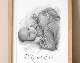 Custom Pencil Sketch Portrait | Personalised Family Art