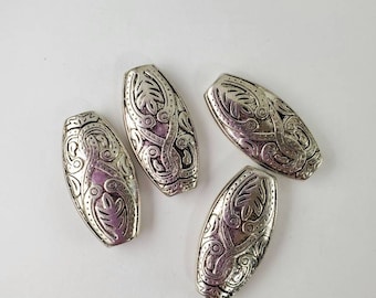 Western design beads. Unique design beads.   Silver plated beads.
