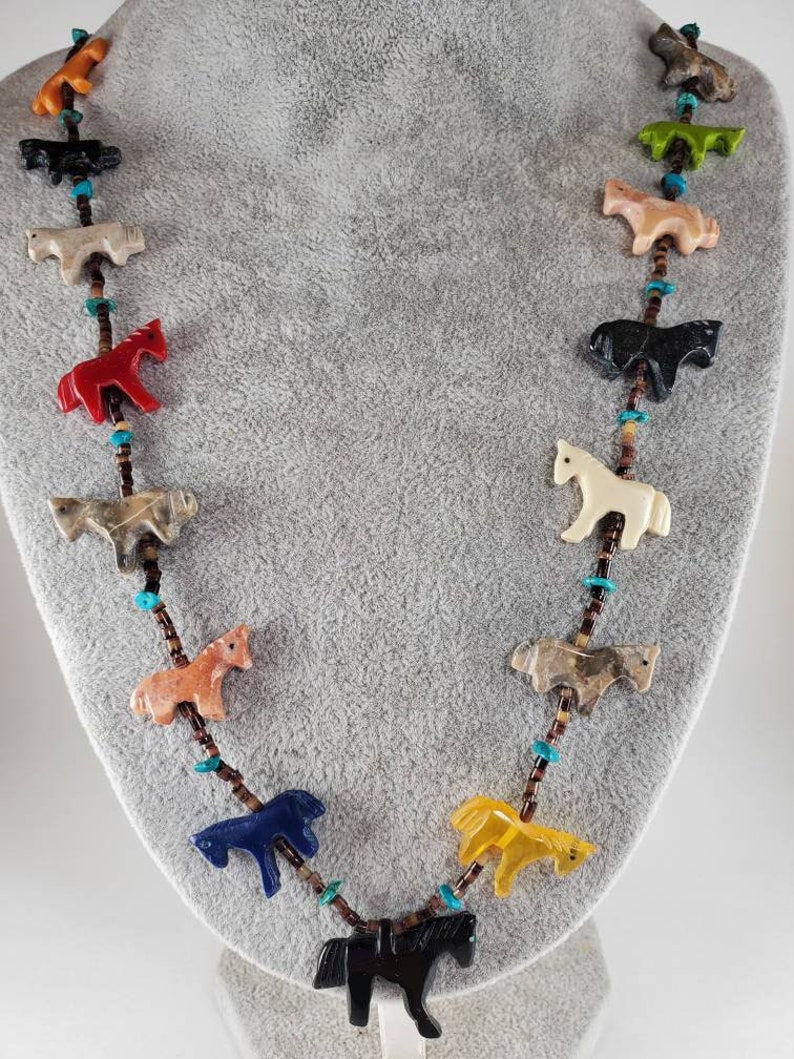 Animal fetish necklace.  Horse fetish necklace.  Single strand fetish necklace. Turtle fetish necklaces.