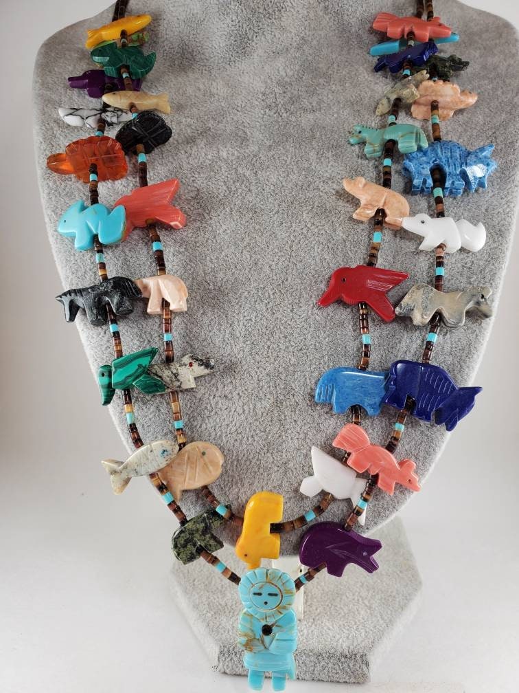 Kachina Doll Fetish Design Necklace. Double Strands Little