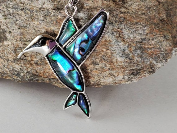 Abalone hummingbird pendant deals