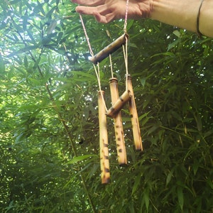 Bamboo wind chime necklace, portable personal natural zen sound therapy tool, grounding and walking meditation aid, improves daily mood, USA