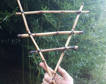 natural bamboo trellis for happy plants, made in USA, superior durability organic stakes, green thumb hippie gardener diy zen gift, 2 sizes